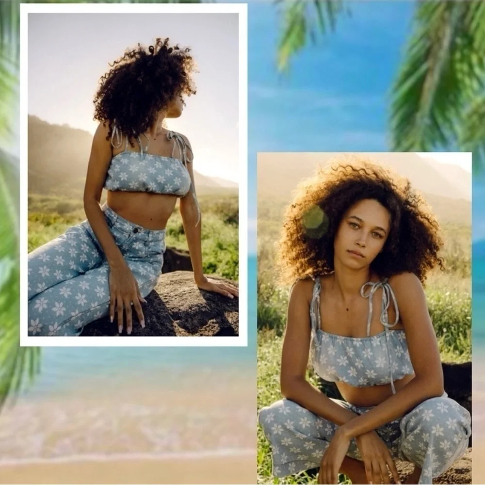 BILLABONG x Wrangler Perfect Pair Floral Print Crop Top NWT - Picture 2 of 5